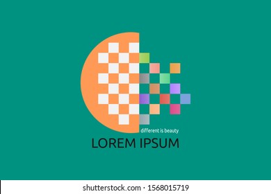 dispersion square logo. different is beauty theme.