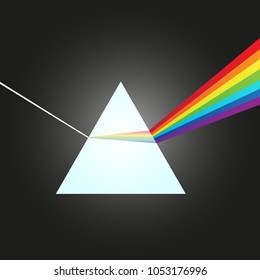 Dispersion of white light to the visible spectrum at the glass prism - vector illustration.