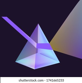 Dispersive prism showing light refraction and diffraction effect. Science of optics and physics.
