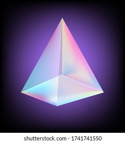 Dispersive prism showing light refraction and diffraction effect. Science of optics and physics.
