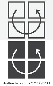 Symbolsatz für Blöcke in unterschiedlichem Stil verschieben. Linie, Umriss und einfarbiges Vektorsymbol mit bearbeitbarem Strich. Zeichen und Symbol für das Symbol für die Layouttransformation verschieben.