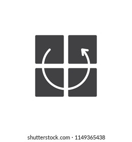 Displace blocks vector icon. filled flat sign for mobile concept and web design. Blocks with arrow simple solid icon. Symbol, logo illustration. Pixel perfect vector graphics