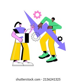 Displaced workers abstract concept vector illustration. Displaced job position, contract cessation, permanent worker laid off, bankrupt company, failed business termination abstract metaphor.