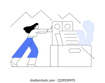 Displaced workers abstract concept vector illustration. Displaced job position, contract cessation, permanent worker laid off, bankrupt company, failed business termination abstract metaphor.