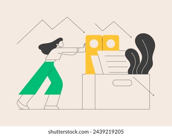 Displaced workers abstract concept vector illustration. Displaced job position, contract cessation, permanent worker laid off, bankrupt company, failed business termination abstract metaphor.