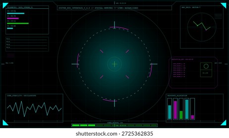 Una pantalla está activa, mostrando varios gráficos y lecturas en una oscura sala de control. Se resaltan diferentes puntos de datos, lo que indica el Estado o el rendimiento del sistema.
