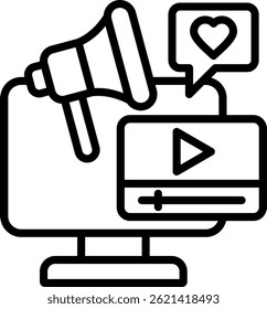 Display Ads Icon Line Vector Illustration