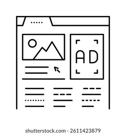 display advertising line icon vector. display advertising sign. isolated contour symbol black illustration