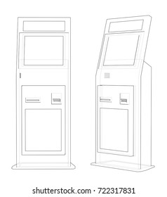 Display advertising sketch. Vector rendering of 3d. Wire-frame style. The layers of visible and invisible lines are separated