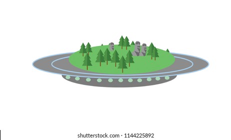 Display of an alien island on ufo