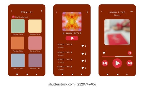 Display application charts for the most popular songs. Music playlist with red color template and white background