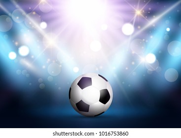 Display background with football / soccer ball under spotlights