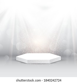 Display background with podium under spotlights
