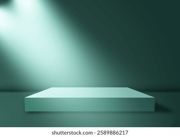 Display background with spotlights shining down onto an empty podium