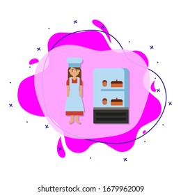 Display, bakery color liquid badge icon. Simple color vector of bakery icons for ui and ux, website or mobile application