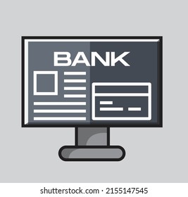 display, bank, bank statement loan report, for: credit, loan money, bank balance. vector ico illustration