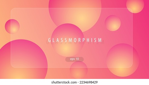 Mostrar banner con efecto superpuesto de vidrio aislado sobre fondo abstracto con formas de gradiente líquido. Ilustración vectorial.