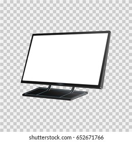 Display with blue backlight and blank white screen isolated on a transparent background
