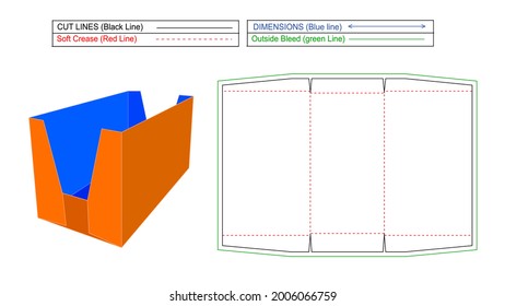 Display-Box Wellpappe-Display-Box und Karton-Display-Box, Dieline-Vorlage und 3D-Box, anpassbare und bearbeitbare Vektordatei