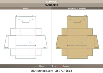 Display box dieline structured through balanced vector formation enhancing printing detail and packaging strength detachable die line design ensures quick assembly and setup