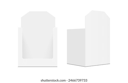 Display Box Mockup, Front And Back Side View, Isolated On White Background. Vector Illustration