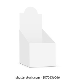 Display box mockup with rounded top - half side view. Vector illustration