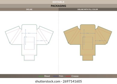 Dieline compuesto a través de un diseño de Vector preciso que mejora la profundidad de impresión y la estabilidad del empaquetado Capas de línea de troquel estructuradas Formato de doble estante de Asistencia
