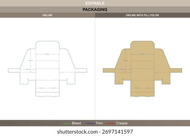 Dieline de empaquetado de la caja de exhibición hecho a mano con la planificación equilibrada del Vector que asegura el funcionamiento de la impresión y la forma estructural del empaquetado Los cortes exactos de la línea de dado sostienen la etapa del contador firmemente