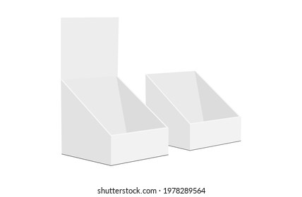 Display Boxes Side View, Isolated on White Background. Vector Illustration