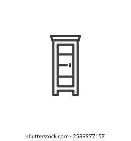 Display Cabinet line icon. linear style sign for mobile concept and web design. A glass fronted cabinet outline vector icon. Symbol, logo illustration. Vector graphics