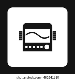 Display with cardiogram, ecg machine icon in simple style on a white background vector illustration