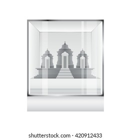 Display case Javanese Temple miniature. Vector illustration.