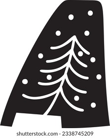 Display Christmas winter vector font letter A alphabet. Capital scandinavian letter typeface abc element for social media, web design, poster, banner, greeting card