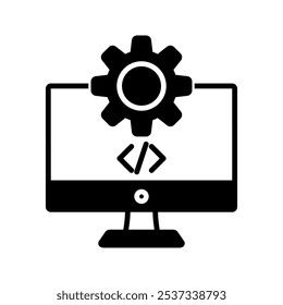 Display Code Icon for Coding Tutorials and Developer Resources In Trendy Flat Style Template on white background