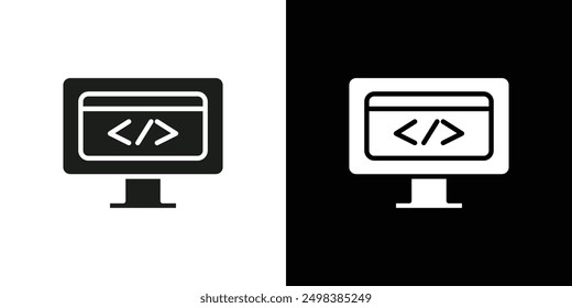 Display code icon flat line symbol set.