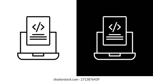 Display code icon outline pictogram isolated on white. Vector Icon shape.