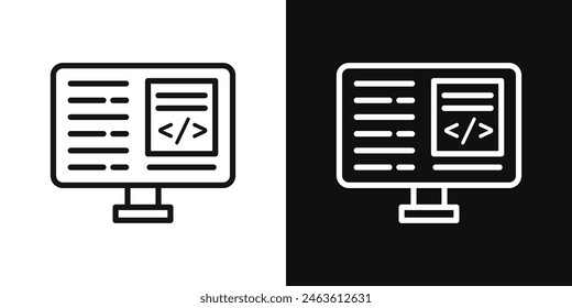 Display code icon set. Software program and web HTML script symbols.