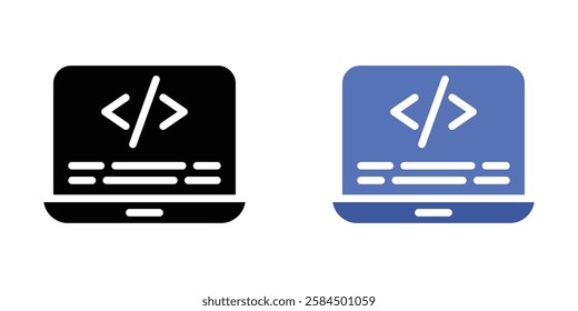 Display code icons pack in black and colored version