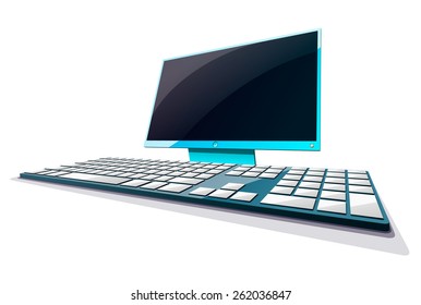 Display computer in perspective, in vector illustration.
