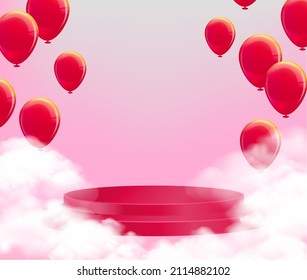 Display for cosmetic geometrical forms. Empty cylinder podium on minimal background. Design for product presentation. 3D vector