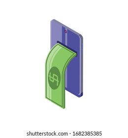 Anzeige mit Dollar-Rechnung auf weißem Hintergrund, Vektorgrafik-Design