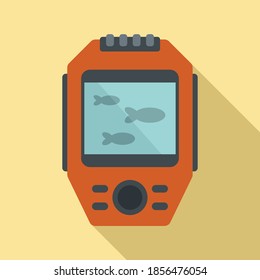 Gibt das Echo-Unterwassersymbol an. Flache Illustration von Display-Echo-Sounder-Vektorsymbol für Webdesign