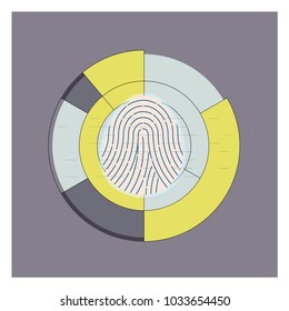 Display of fingerprint scanner. Vector illustration.