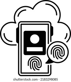 In Display Fingerprint Sensor Mobile Phones Concept Vector Icon Design, Cloud Processing Symbol, Computing Services Sign, Web Services And Data Center Stock Illustration