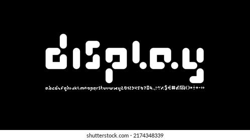 Display font, trendy alphabet, black round letters and numbers, vector illustration 10EPS