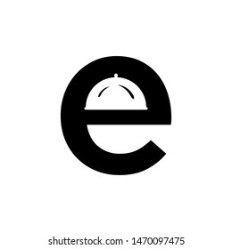 Display of food serving caps combined with the letter E vector logo.