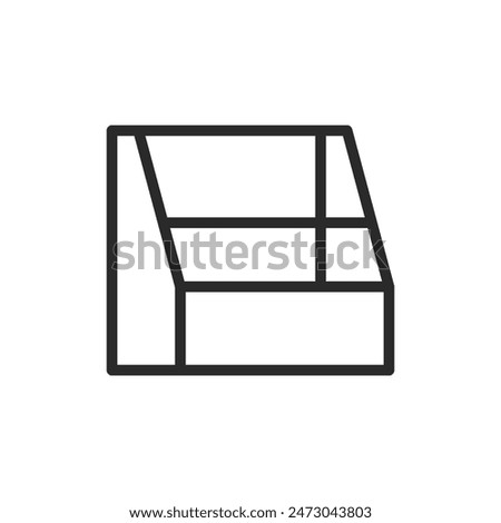 Display fridge, linear style icon. Symbol for store or market fridge used for displaying products. Editable stroke width.