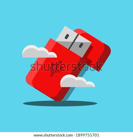The display of the gadget is in the form of a usb and is decorated with red data storage clouds