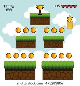 display game pixel interface vector illustration design