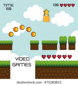 display game pixel interface vector illustration design